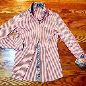 FIOR DA LISO EMMA ORANGE WHITE PAISLEY SHIRT SZ 4